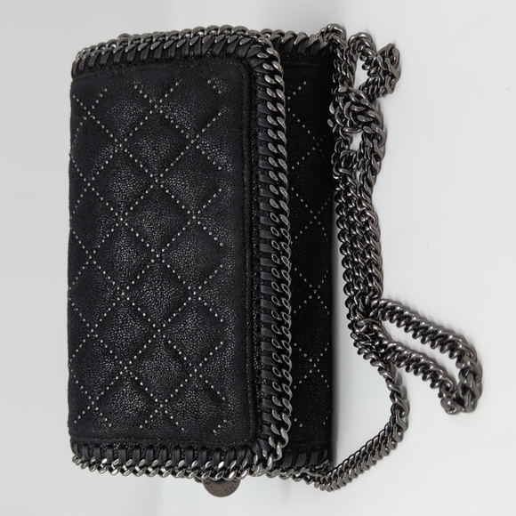 Stella McCartney Handbags - STELLA MCCARTNEY rare quilted studded Falabella flap crossbody bag black